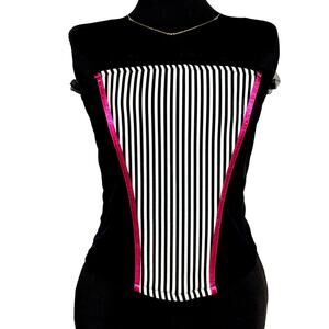 Lane Bryant Cacique NWT‎ Corset Bustier 18/20 Black White Hot Pink Lace Up Back